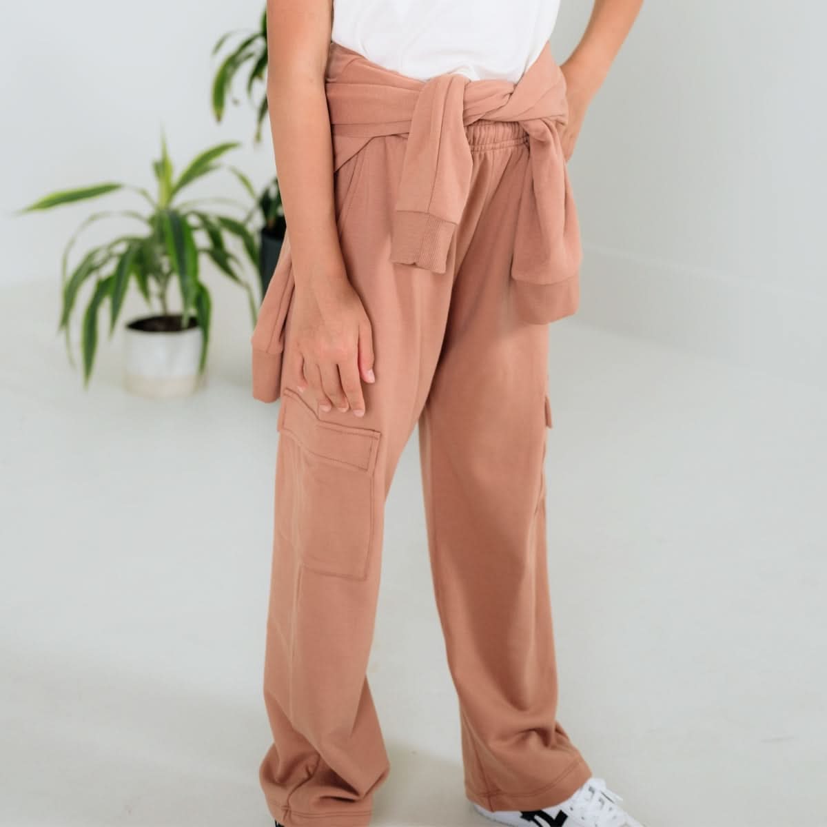 Youth Fleece Cargo Pants | Terracotta