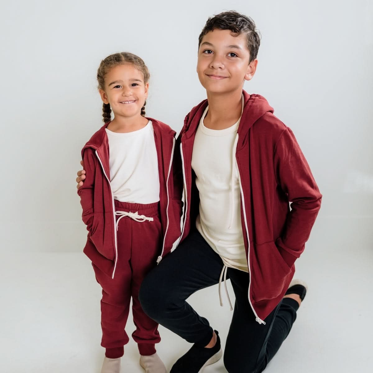 Youth Fleece Zip-Up Hoodie | Cranberry