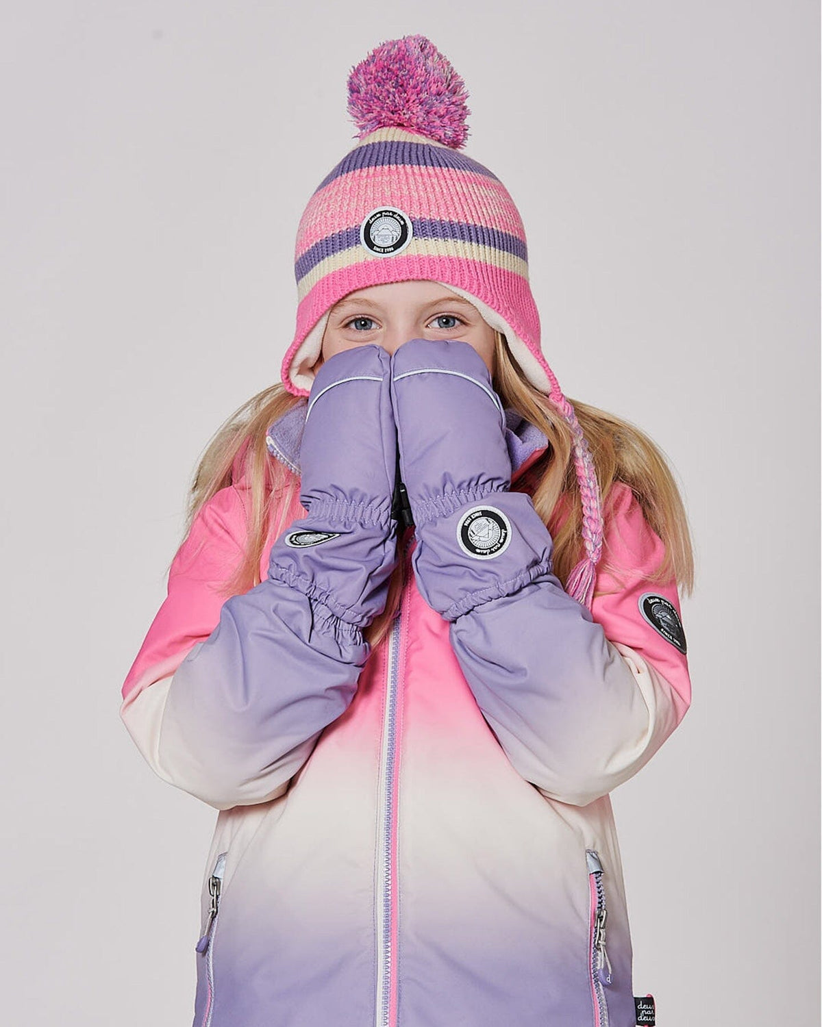 Winter Mittens Play Purple Gray