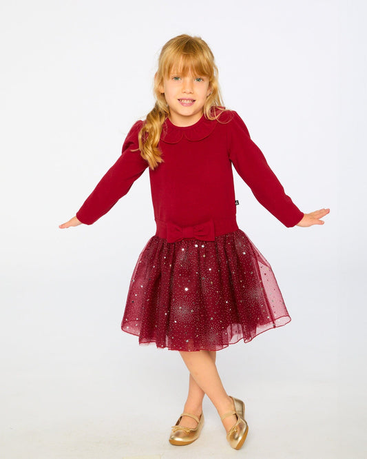 Red Dress With Glittering Skirt