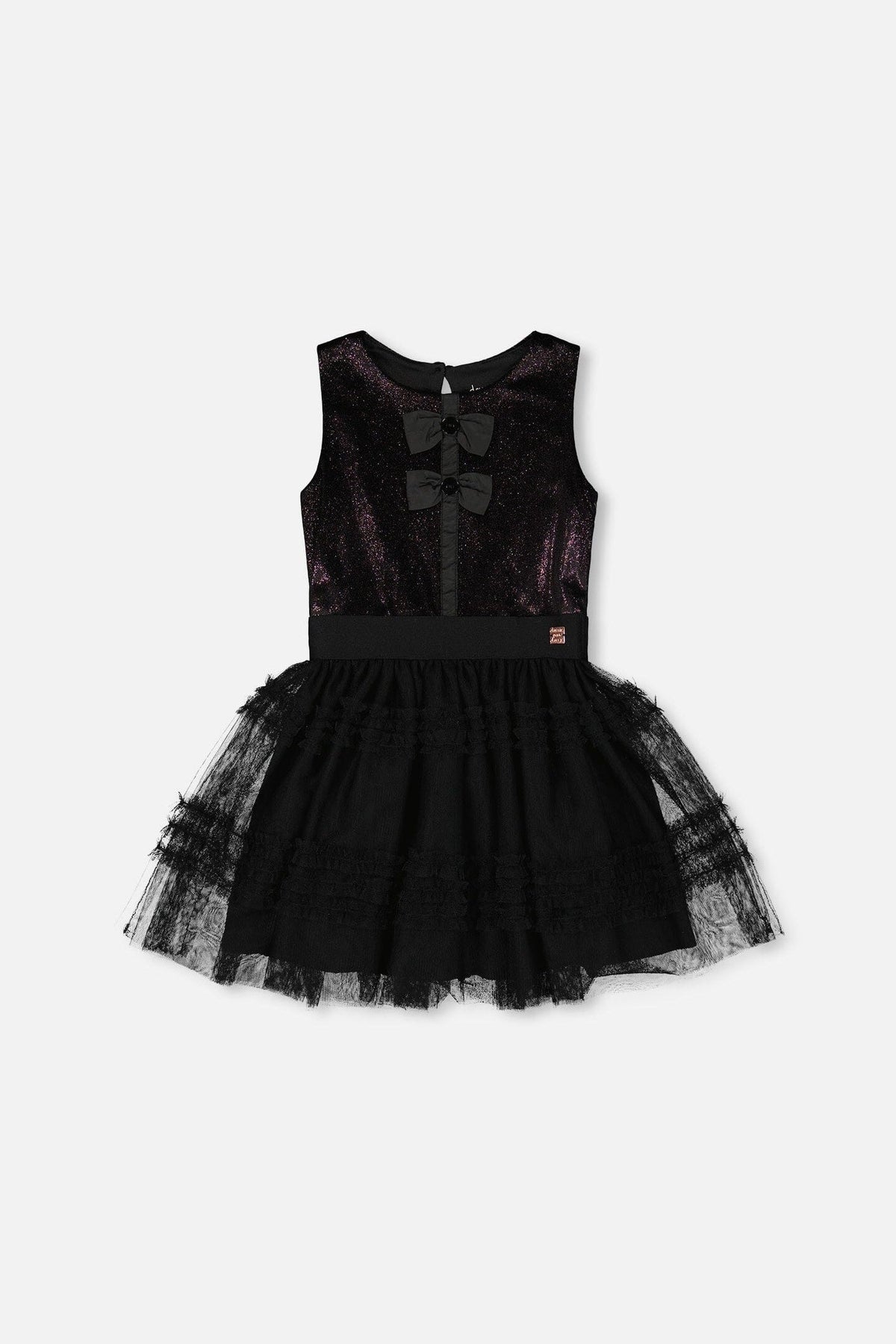 Sleeveless Velour And Mesh Dress Black
