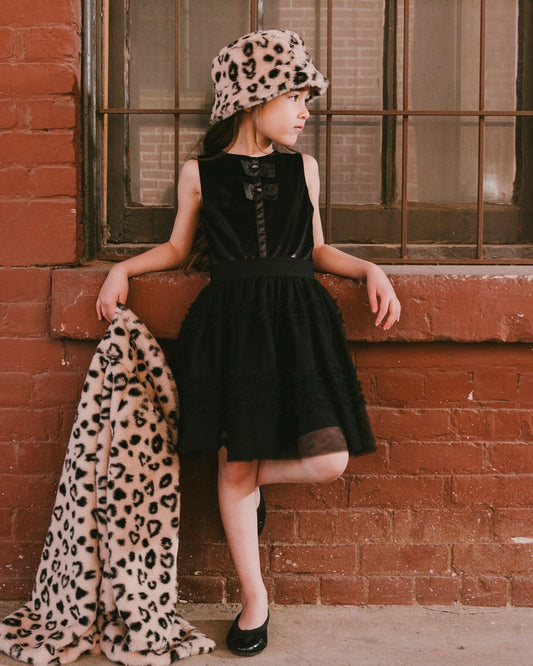 Sleeveless Velour And Mesh Dress Black