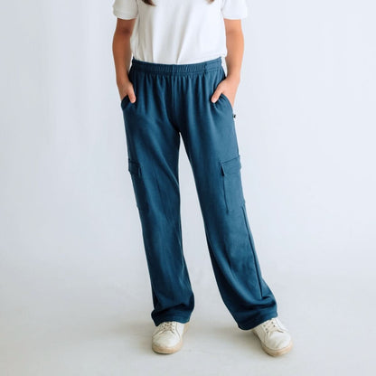 Youth Fleece Cargo Pants | Navy