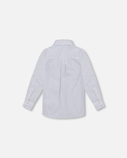 Button Down Shirt Navy Blue Stripes