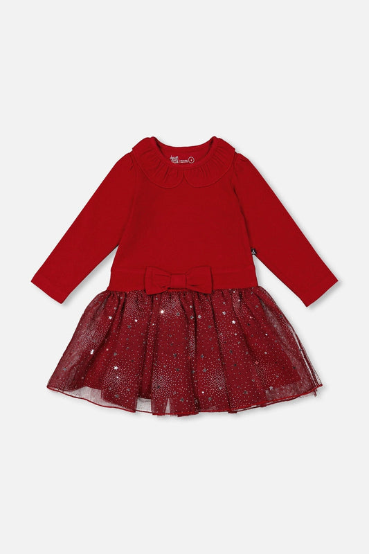 Red Dress With Glittering Skirt