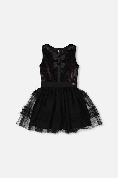 Sleeveless Velour And Mesh Dress Black
