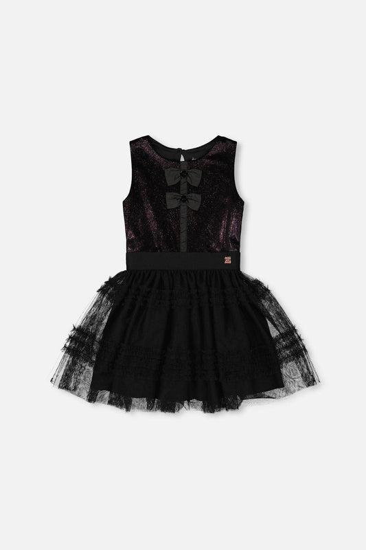 Sleeveless Velour And Mesh Dress Black