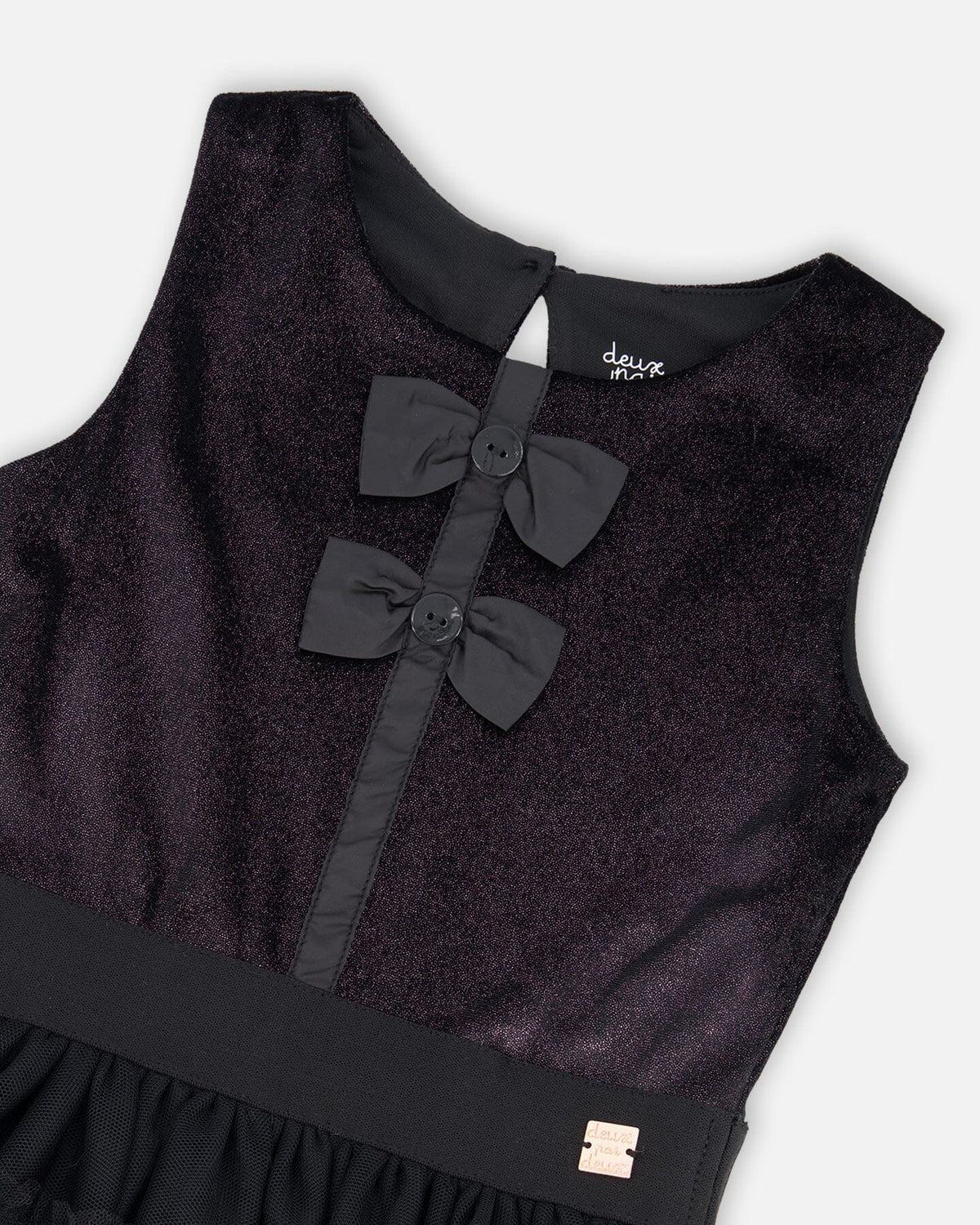 Sleeveless Velour And Mesh Dress Black