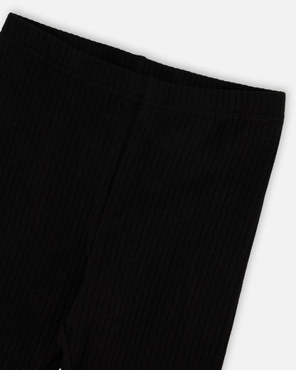 Rib Capri Leggings Black