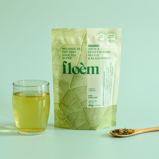 Loose Leaf Sencha Green Tea, Nettle & Black Spruce | Thé en vrac - Thé vert Sencha, Ortie & Épinette noire