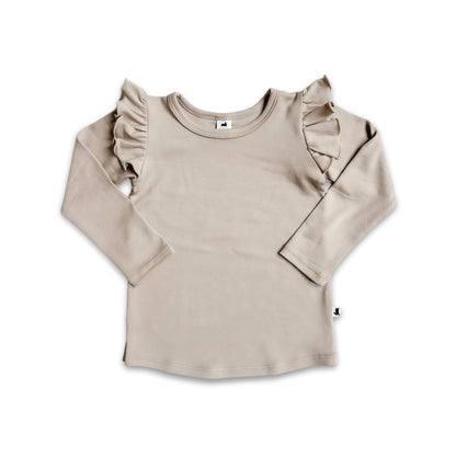 Ruffle Long Sleeve Shirt | Beach Stone