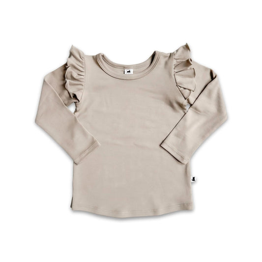 Ruffle Long Sleeve Shirt | Beach Stone