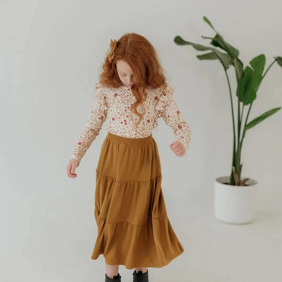 Ruffle Long Sleeve Shirt | Beach Stone